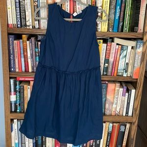 Navy linen dress with pockets